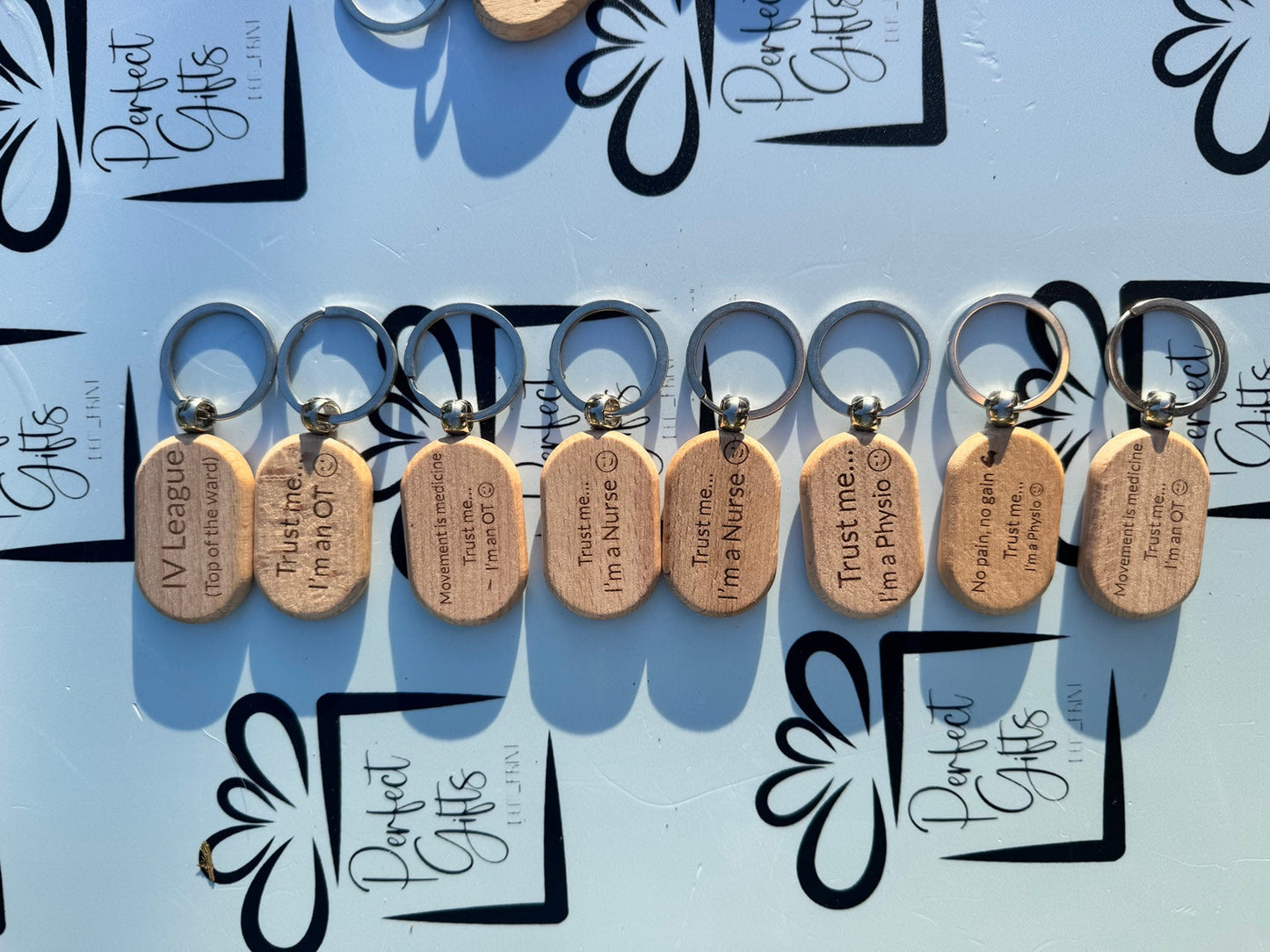 Personalised Wooden Engraved Keyrings | Custom Names, Quotes & Logos