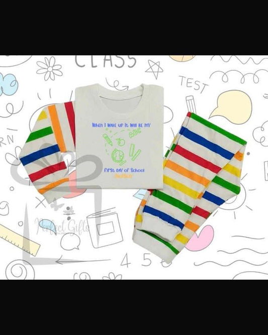 When I wake up pjs striped