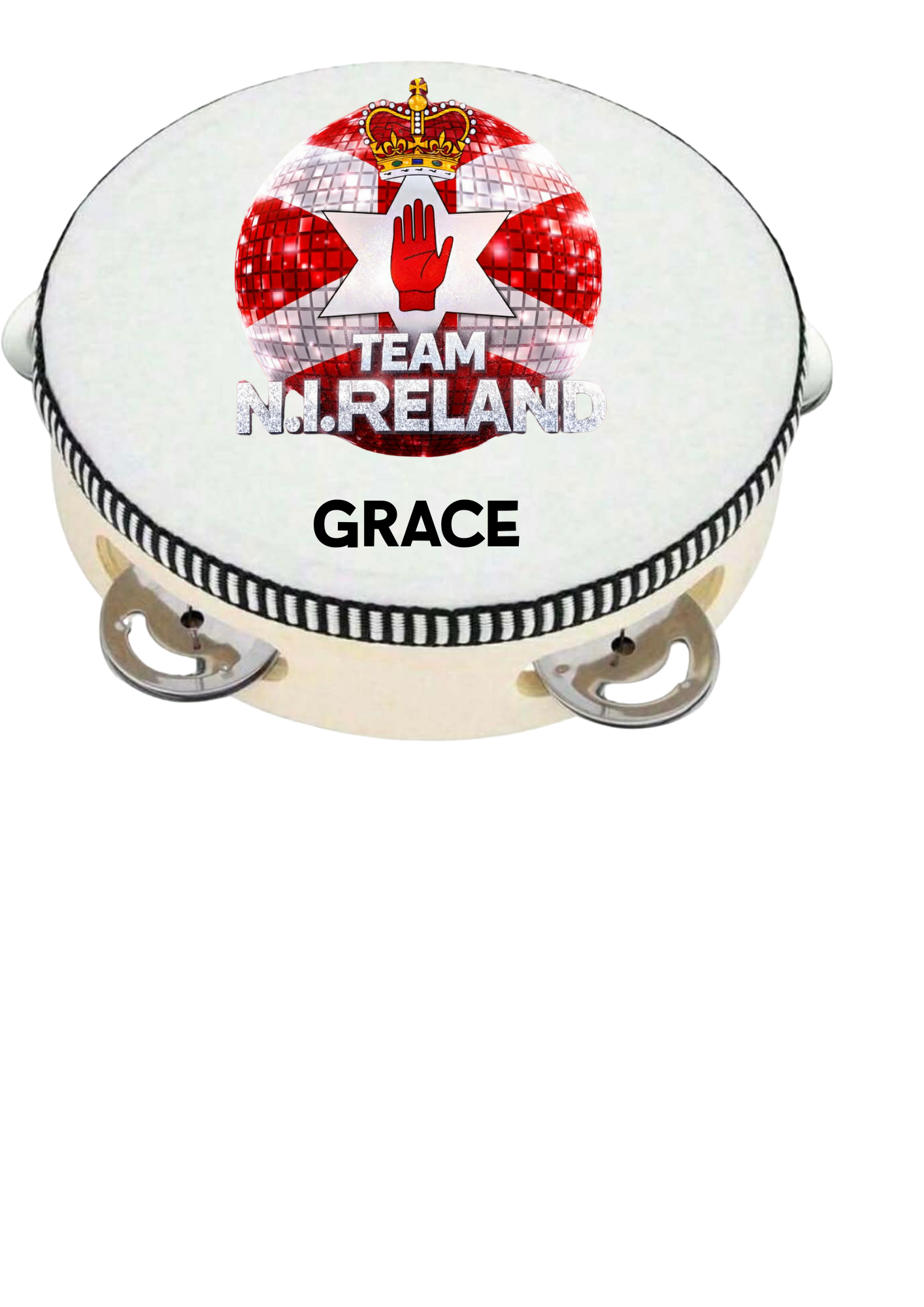 Personalised Eurodance Team Tambourine – Custom Name Dance Competition Accessory