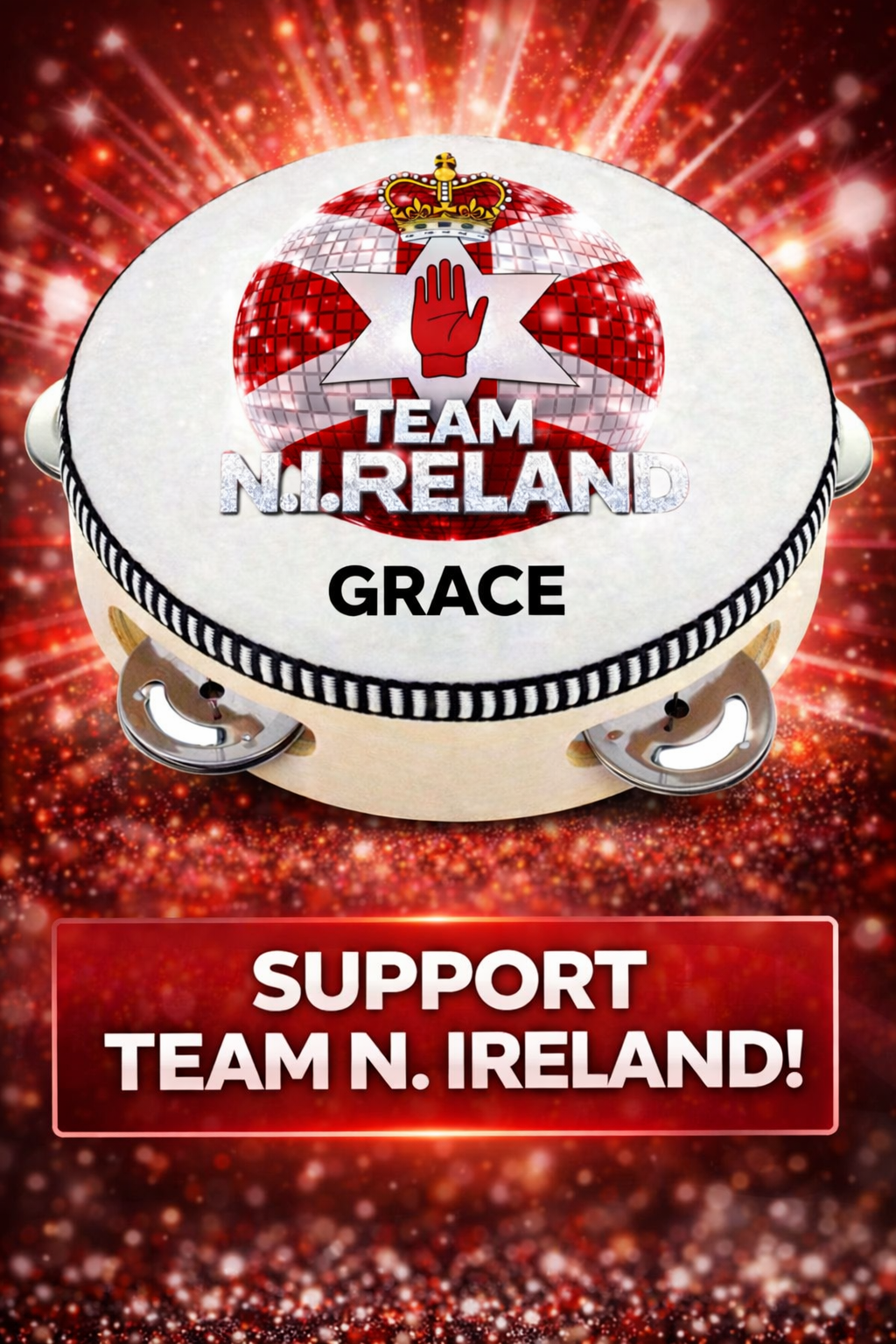Personalised Eurodance Team Tambourine – Custom Name Dance Competition Accessory