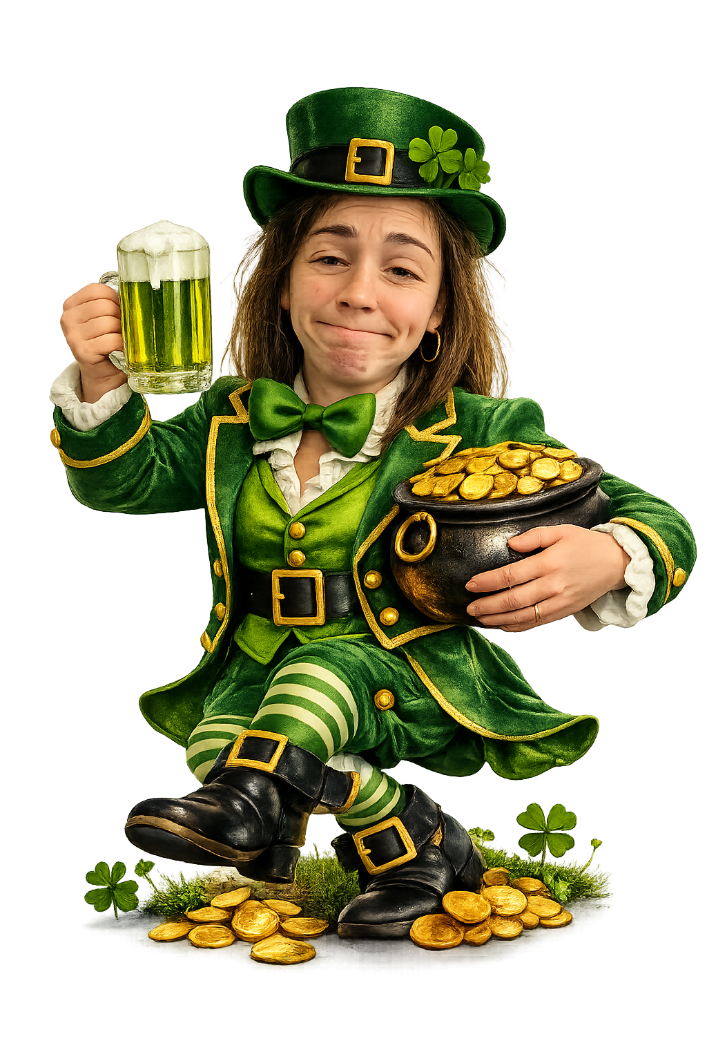 🍀 Personalised Leprechaun Group T-Shirt – Custom Faces St Patrick’s Day