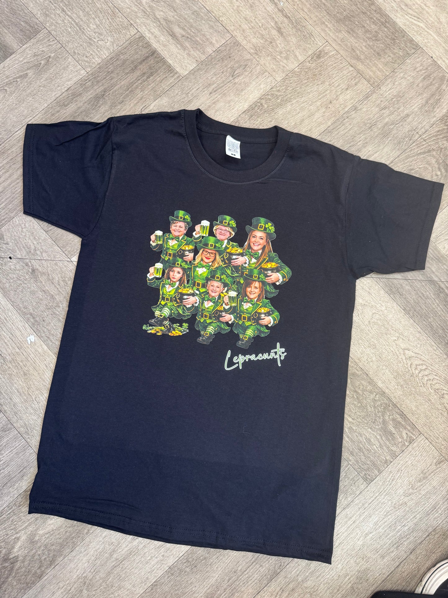 🍀 Personalised Leprechaun Group T-Shirt – Custom Faces St Patrick’s Day
