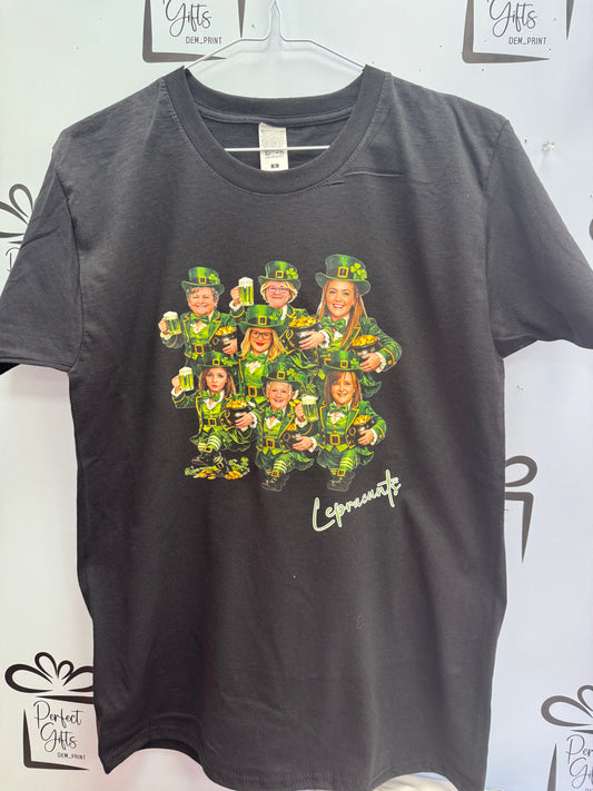 🍀 Personalised Leprechaun Group T-Shirt – Custom Faces St Patrick’s Day