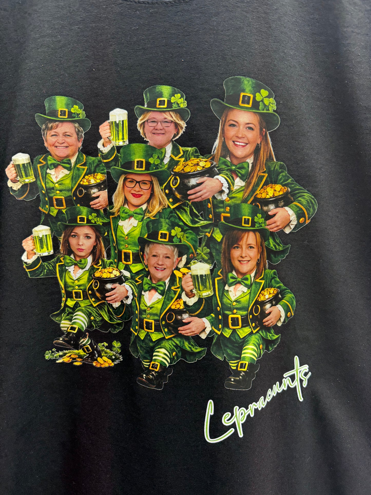 🍀 Personalised Leprechaun Group T-Shirt – Custom Faces St Patrick’s Day