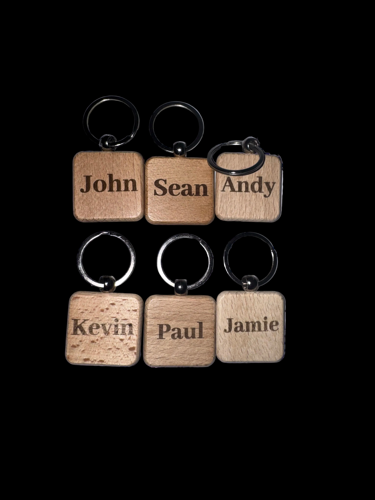 Personalised Wooden Engraved Keyrings | Custom Names, Quotes & Logos