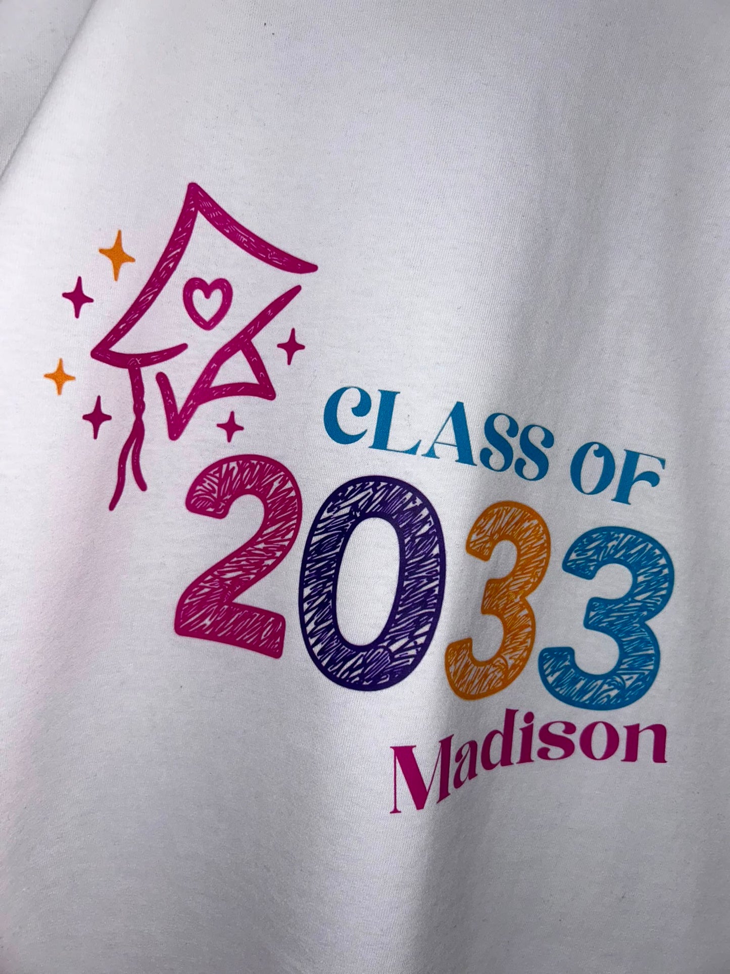 Personalised Grow With Me School T-Shirt | Primary 1–7 Handprint Keepsake | Class of 2033