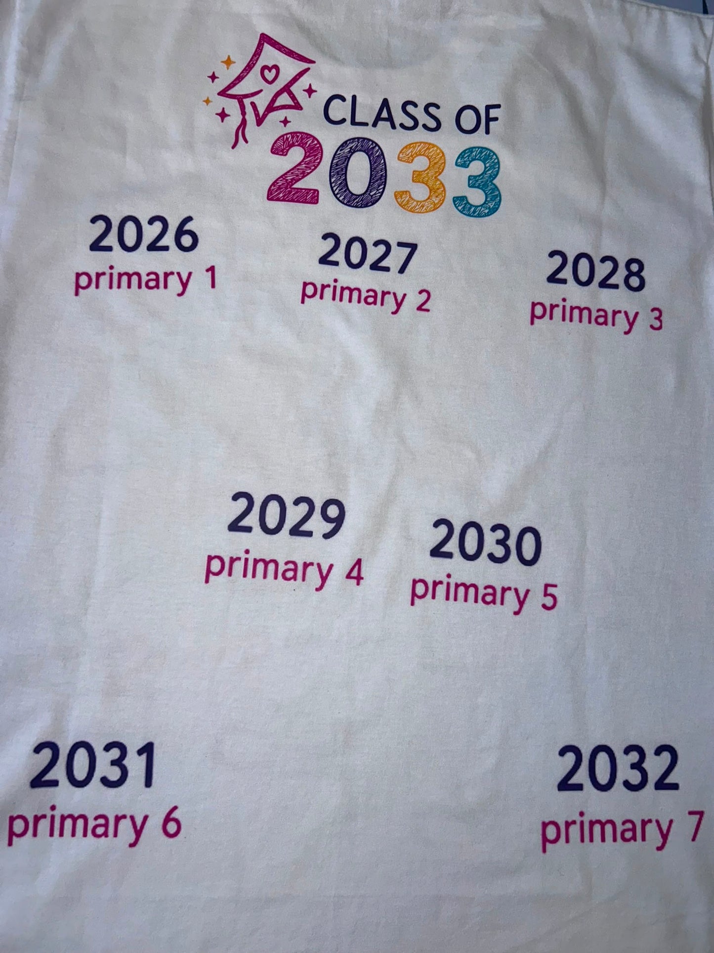 Personalised Grow With Me School T-Shirt | Primary 1–7 Handprint Keepsake | Class of 2033