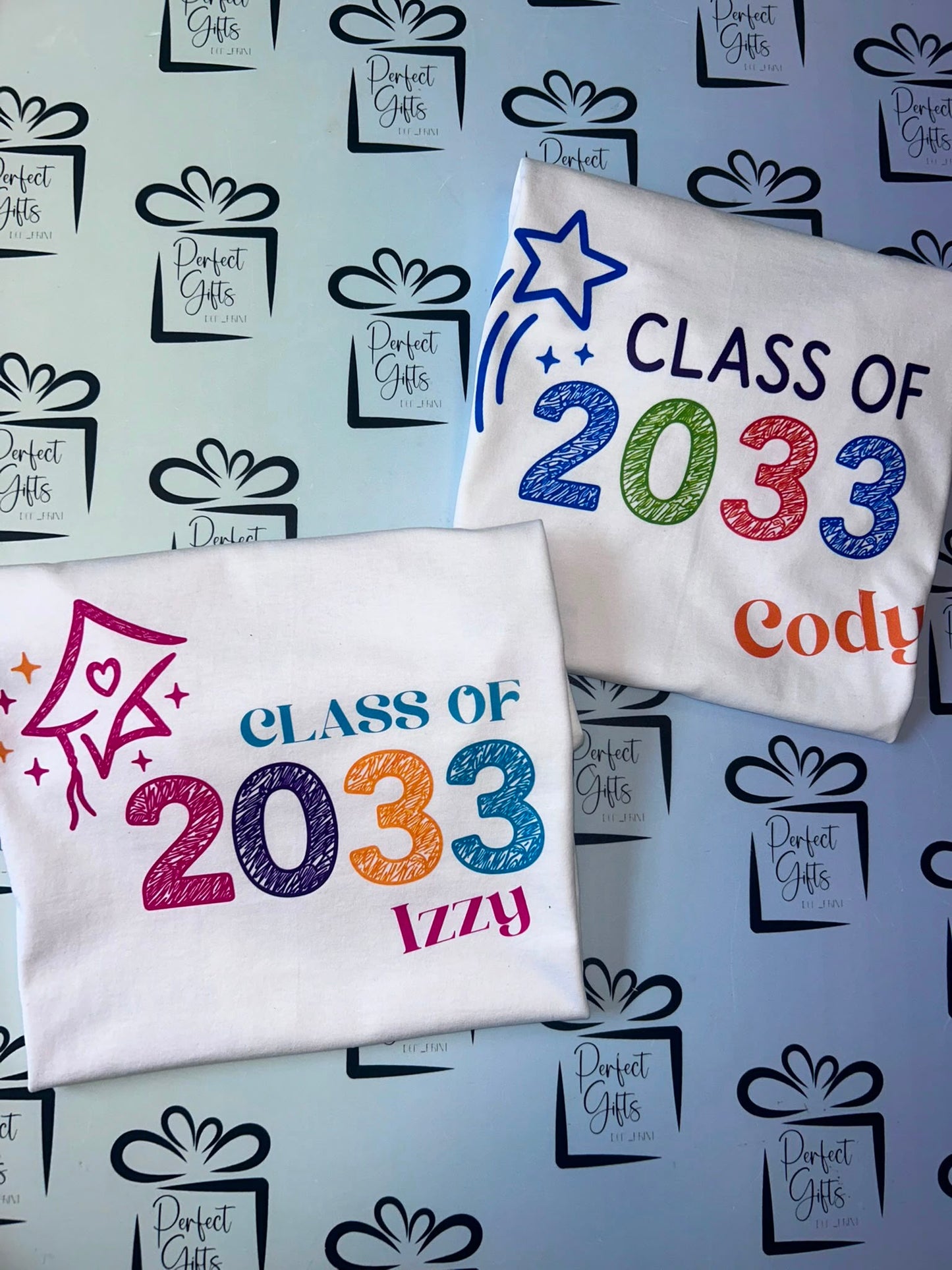 Personalised Grow With Me School T-Shirt | Primary 1–7 Handprint Keepsake | Class of 2033